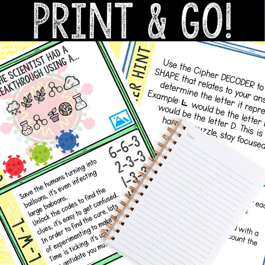 Escape Room for Kids - Printable Party Game – Virus Antidote Escape Room Kit