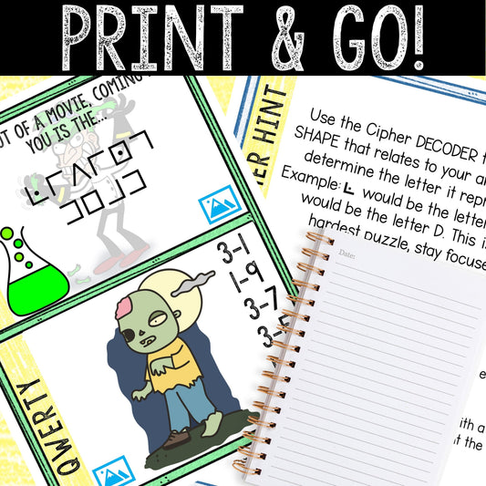 Escape Room for Kids - Printable Party Game – Zombies Escape Room Kit