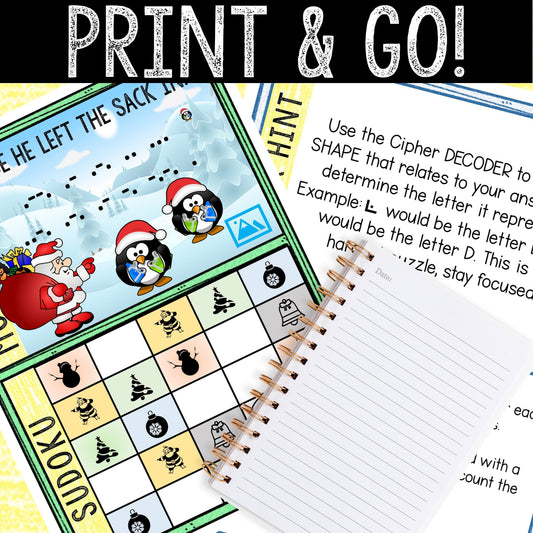 Christmas Escape Room for Kids - Printable Party Game – Santa's Bag