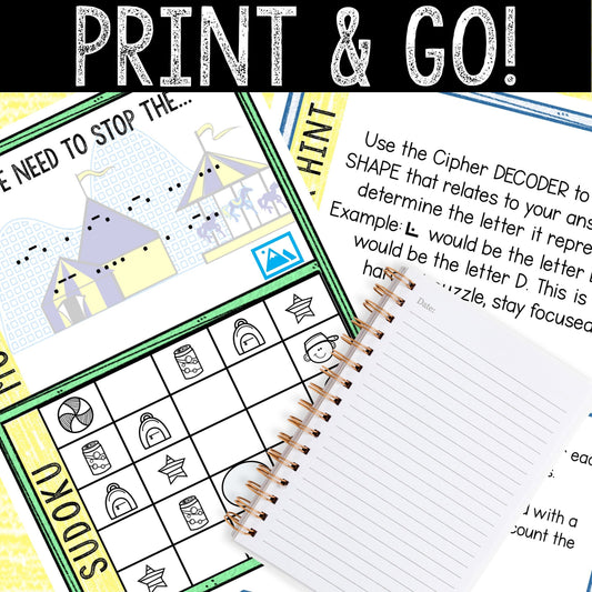 Escape Room for Kids - Printable Party Game – Amusement Park Escape Room Kit