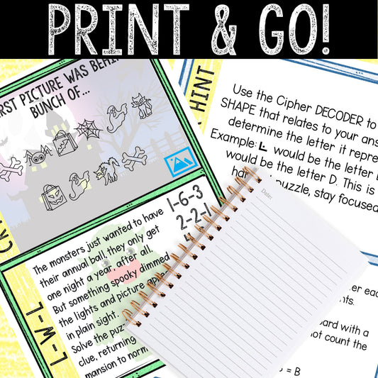Halloween Escape Room Game for Kids - Printable Party Game – Monsters Escape Room Kit