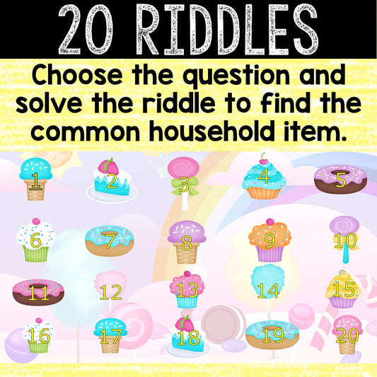 Dessert Theme Virtual Scavenger Hunt for Kids - Digital Party Game