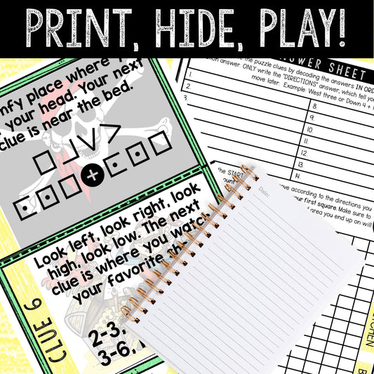 Pirate Theme Treasure Hunt for Kids - Printable Puzzle Game - Indoor Scavenger Hunt