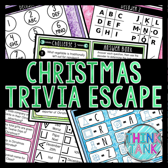 Christmas Trivia Game - Escape Room for Kids - Printable Party Game – Birthday Party Game - Kids Activity – Family Game - Holiday Quiz