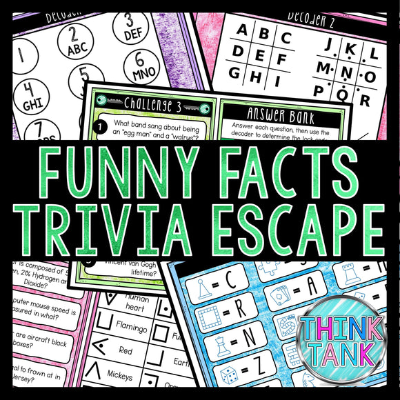 Funny Facts Trivia Game - Escape Room for Kids - Printable Party Game – Birthday Party Game - Kids Activity – Family Game