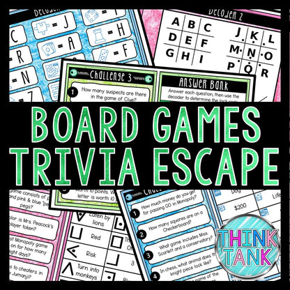 Board Games Trivia Escape Game - Escape Room for Kids - Printable Party Game – Birthday Party Game - Kids Activity – Family Games