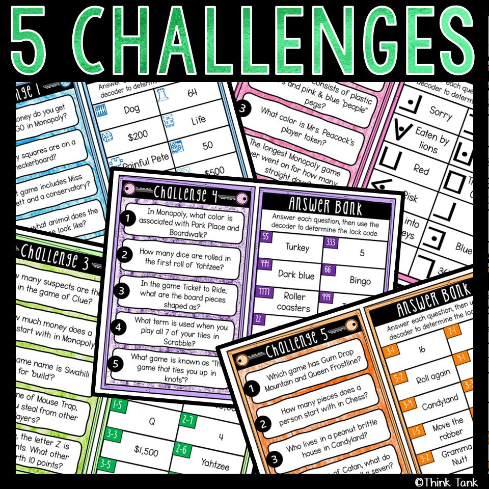 Board Games Trivia Escape Game - Escape Room for Kids - Printable Party Game – Birthday Party Game - Kids Activity – Family Games