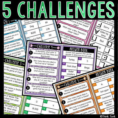 Board Games Trivia Escape Game - Escape Room for Kids - Printable Party Game – Birthday Party Game - Kids Activity – Family Games