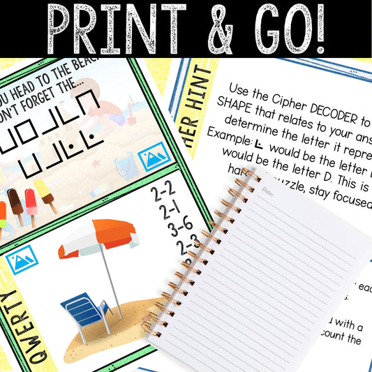 Escape Room for Kids - Printable Party Game – Summer Break Escape Room Kit