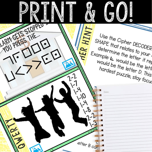 Escape Room for Kids - Printable Party Game – Bank Alarm Escape Room Kit
