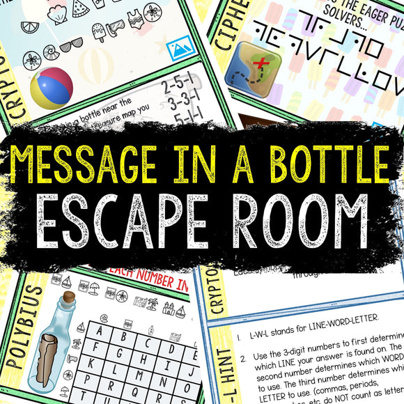 Escape Room for Kids - Printable Party Game – Message in a Bottle Escape Room Kit