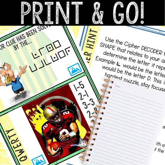 Escape Room for Kids - Printable Party Game – Football Playbook Escape Room Kit
