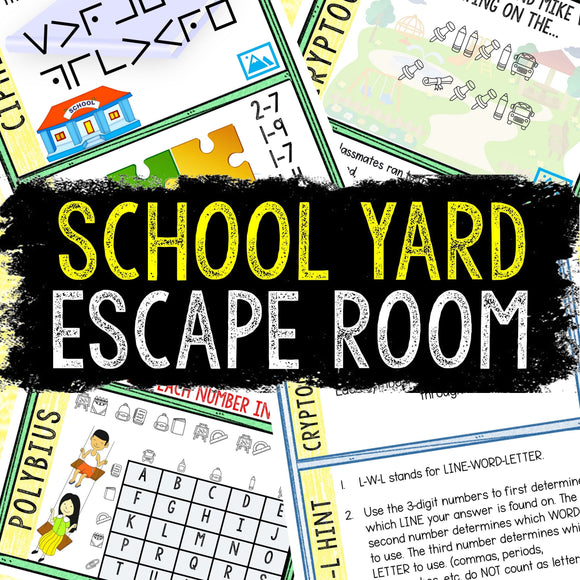 Escape Room for Kids - Printable Party Game – School Yard Escape Room Kit