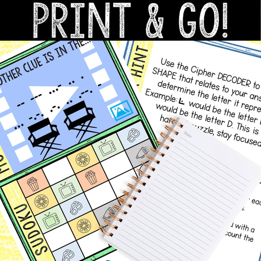 Escape Room for Kids - Printable Party Game – Movie Script Escape Room Kit