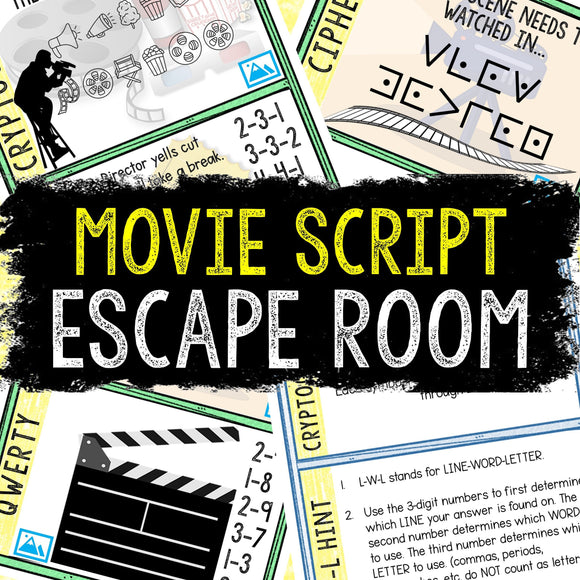 Escape Room for Kids - Printable Party Game – Movie Script Escape Room Kit