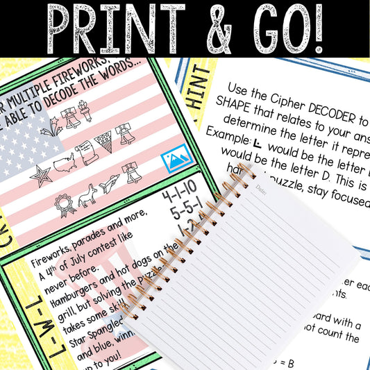4th of July Escape Room for Kids - Printable Party Game
