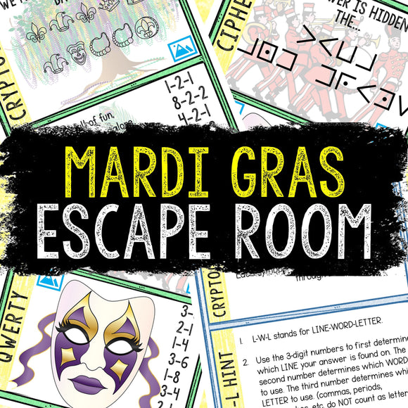 Holiday Escape Room for Kids - Printable Party Game –Mardi Gras Escape Room Kit