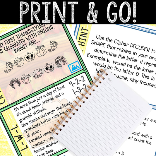 Thanksgiving Escape Room for Kids - Printable Party Game – Escape Room Kit