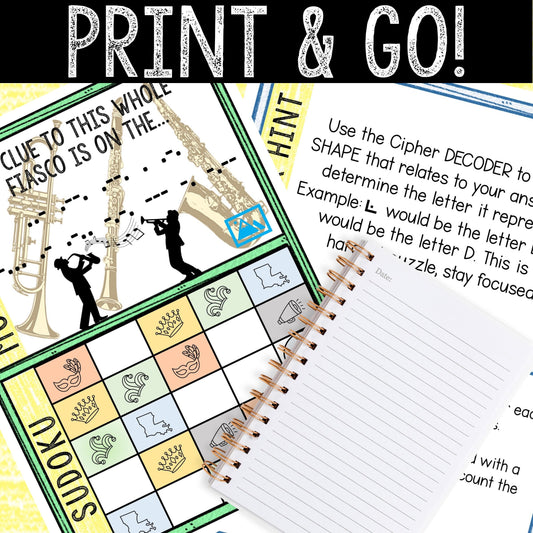 Holiday Escape Room for Kids - Printable Party Game –Mardi Gras Escape Room Kit