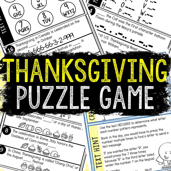 Thanksgiving Puzzles for Kids - Printable Party Game – Kids Puzzles