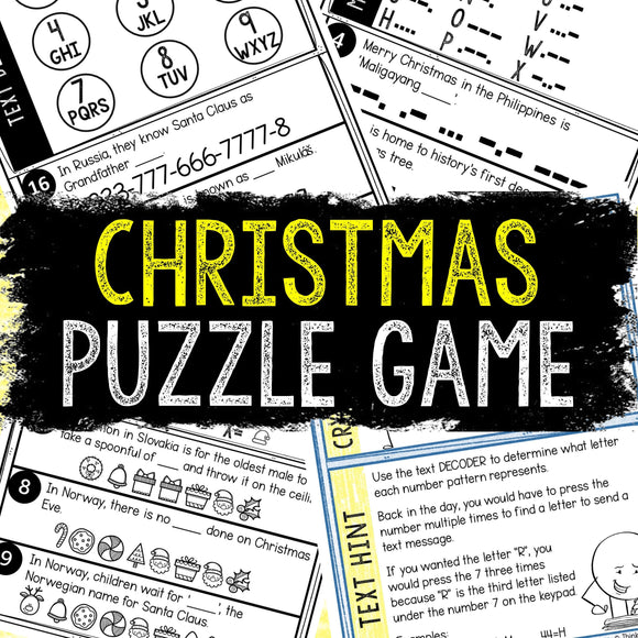 Christmas Puzzles for Kids - Printable Party Game