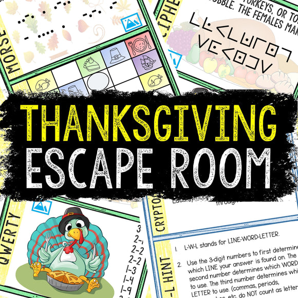 Thanksgiving Escape Room for Kids - Printable Party Game – Escape Room Kit