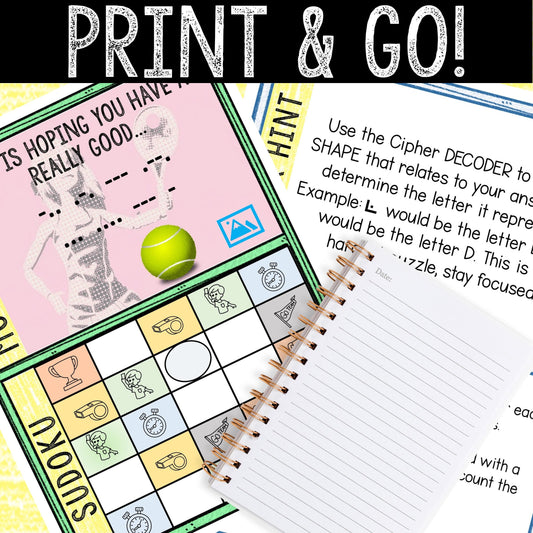 Escape Room for Kids - DIY Printable Game – Tennis Team Escape Room Kit