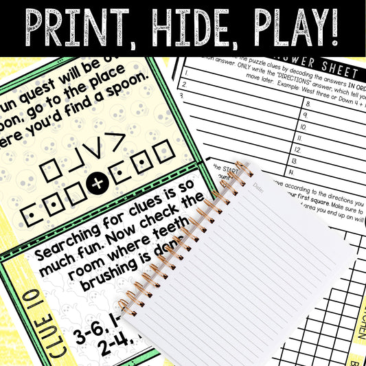 Halloween Theme Treasure Hunt for Kids - Printable Puzzle Game - Indoor Scavenger Hunt