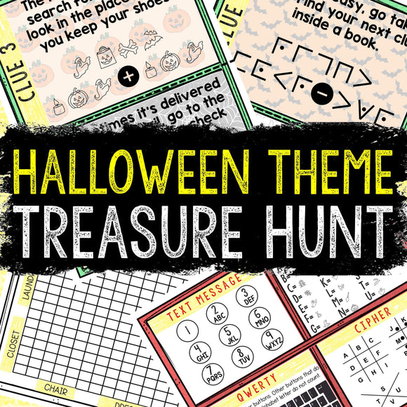 Halloween Theme Treasure Hunt for Kids - Printable Puzzle Game - Indoor Scavenger Hunt