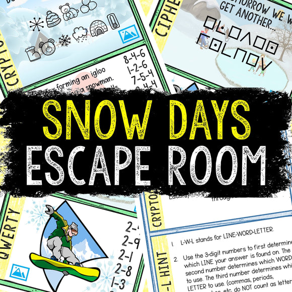 Escape Room for Kids - Printable Party Game – Snow Days Escape Room Kit