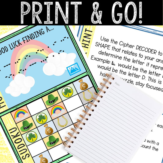 Pot of Gold -- St. Patrick's Day Escape Room Game for Kids - Printable Party Game