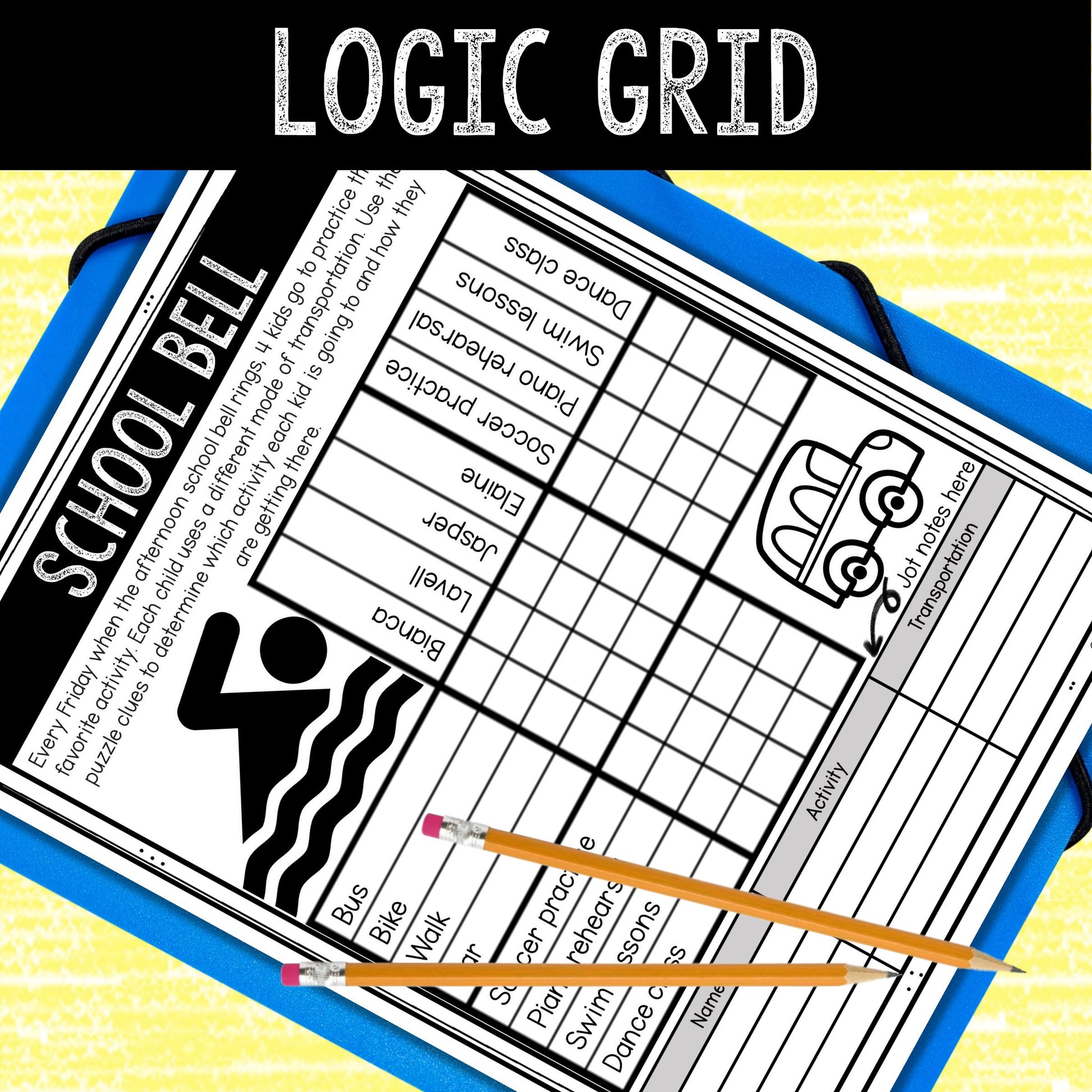 Logic Puzzle Scavenger Hunt Game for Kids - Party Game - School Bell