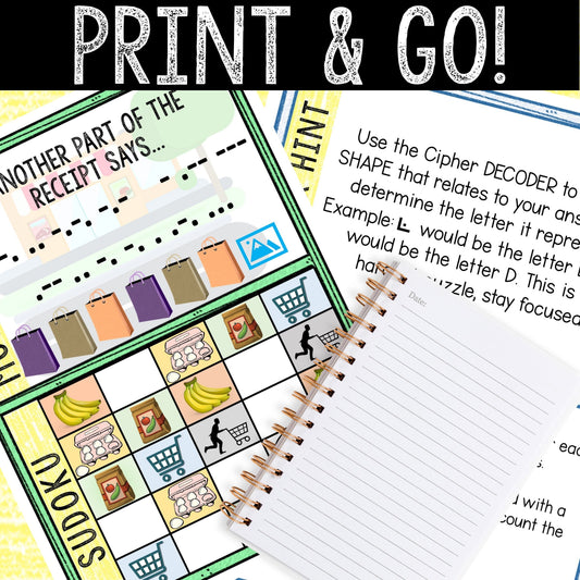 Escape Room for Kids - Printable Party Game – Supermarket Sweep Escape Room Kit