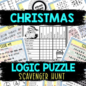 Christmas Logic Puzzle Scavenger Hunt Game for Kids
