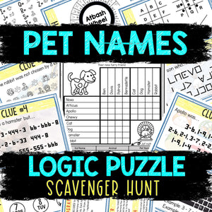 Logic Puzzle Scavenger Hunt Game for Kids - Party Game - Pet Names