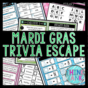 Mardi Gras Trivia Game, Escape Room for Kids, Printable Party Game, Birthday Party Game, Kids Activity, Family Game Night, Fat Tuesday