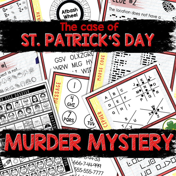 Murder Mystery Game for Kids – Spy Party – St. Patrick's Day – Secret Agent Codes – Escape Room – Printable Party Props - Holiday Party Game