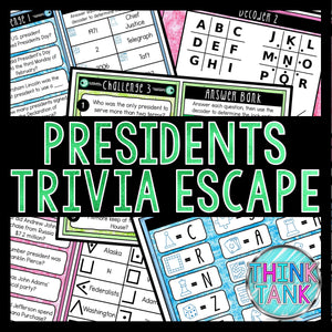 Presidents Trivia Game - Escape Room for Kids - Printable Party Game – Birthday Party Game - Kids Activity – Family Game - Presidents Day