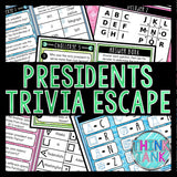 Presidents Trivia Game - Escape Room for Kids - Printable Party Game – Birthday Party Game - Kids Activity – Family Game - Presidents Day