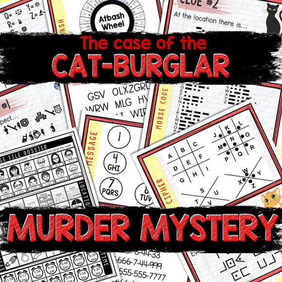 Murder Mystery Game for Kids – Spy Party – Cat-Burglar – Secret Agent Code – Escape Room – Printable Party Props - Birthday  Game