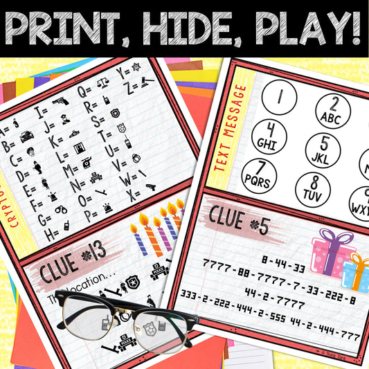 Murder Mystery Game for Kids – Spy Party – Birthday Bandit – Secret Agent Codes – Escape Room – Printable Party Props - Birthday Party Game