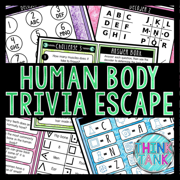 Human Body Trivia Escape Game - Escape Room for Kids - Printable Party Game – Birthday Party Game - Kids Activity – Family Games
