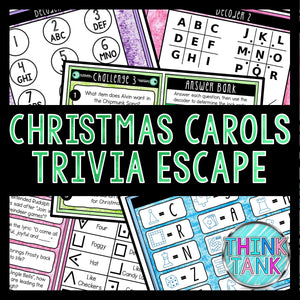 Christmas Carols Trivia Game - Escape Room for Kids - Printable Party Game – Christmas Music Game - Kids Activity – Family Game - Holiday