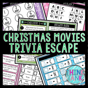 Christmas Movies Trivia Game - Escape Room for Kids - Printable Party Game – Christmas Game - Kids Activity – Family Game - Holiday