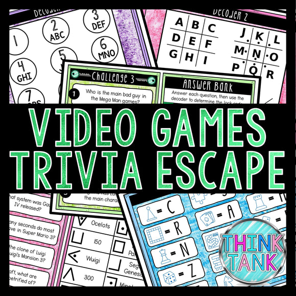 Video Games Trivia Game - Escape Room for Kids - Printable Party Game – Birthday Party Game - Kids Activity – Family Games
