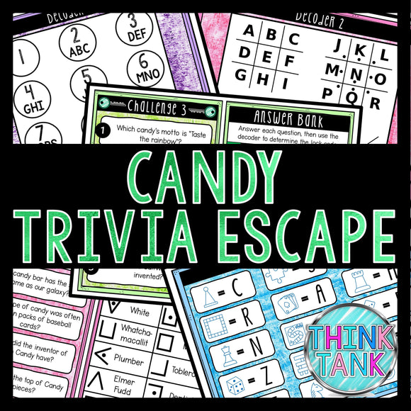 Candy Trivia Escape Game - Escape Room for Kids - Printable Party Game – Birthday Party Game - Kids Activity – Family Games - Sweet Treats
