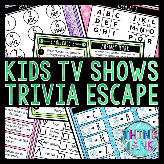 Kids TV Shows Trivia Game - Escape Room for Kids - Printable Party Game – Birthday Party Game - Kids Activity – Family Games - Kids Cartoons