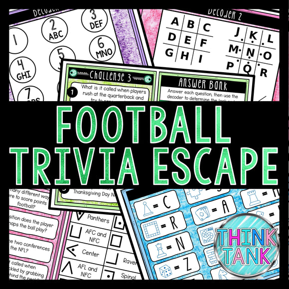 Football Trivia Escape Game - Escape Room for Kids - Printable Party Game – Birthday Party Game - Kids Activity – Family Games