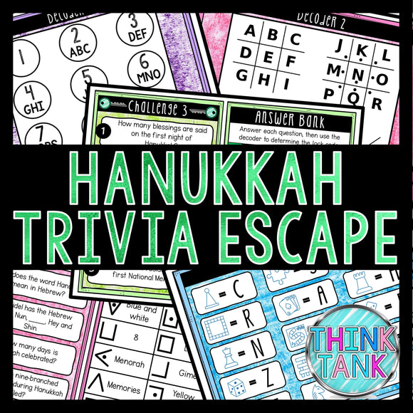 Hanukkah Trivia Game - Escape Room for Kids - Printable Party Game – Birthday Party Game - Kids Activity – Family Game - Holiday Games