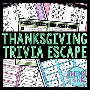 Thanksgiving Trivia Game - Escape Room for Kids - Printable Party Game – Birthday Party Game - Kids Activity – Family Game - Holiday